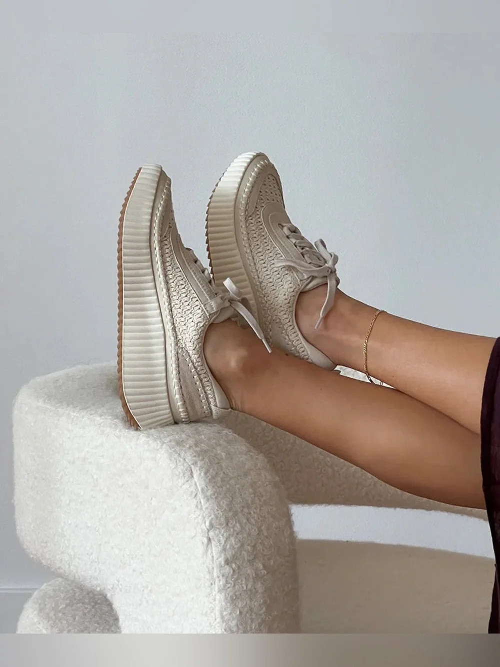 Dolce Vita Cream Knit Platform Sneaker